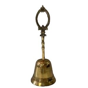Antique Solid Brass Fleur de Lis Bell Made In Korea Mid Century Dinner Bell